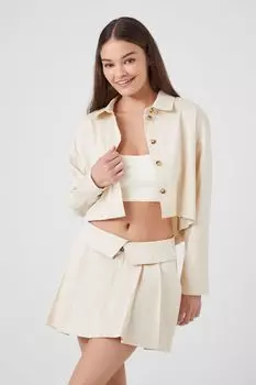 Укороченная рубашка из смесового хлопка Forever 21, кремовый