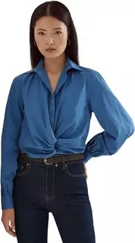 Укороченная рубашка из сукна с закручивающейся передней частью LAUREN Ralph Lauren, цвет Frosted Lapis