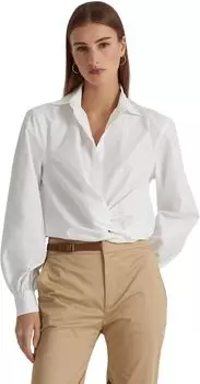 Укороченная рубашка из сукна с закручивающейся передней частью LAUREN Ralph Lauren, белый