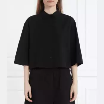 Укороченная рубашка из жатого хлопка Calvin Klein, черный