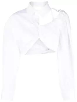 Укороченная рубашка La Galliga асимметричного кроя Jacquemus, белый