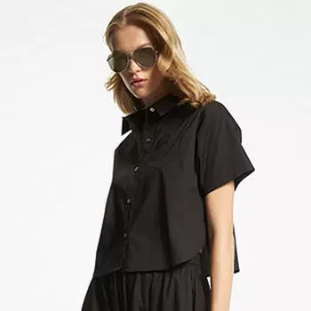 Укороченная рубашка Michael Michael Kors Stretch Organic Cotton Poplin, черный