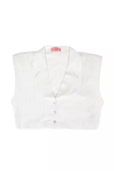 Укороченная рубашка на пуговицах на вате, натуральный цвет QUZU