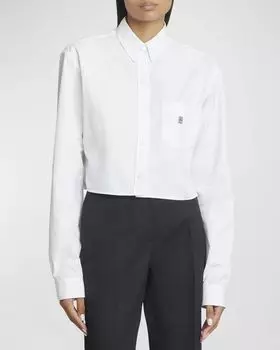 Укороченная рубашка на пуговицах с эмблемой 4G Givenchy, цвет White