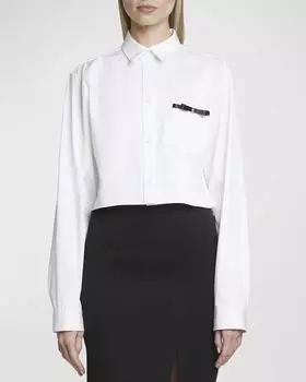 Укороченная рубашка на пуговицах с бантом Givenchy, цвет White