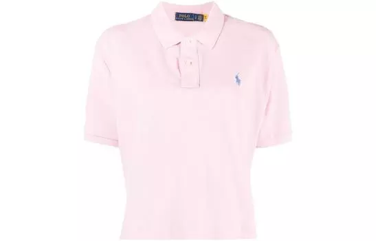 Укороченная рубашка-поло с коротким рукавом Polo Ralph Lauren, розовый