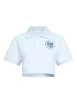 Укороченная рубашка поло с кристаллами AREA, синий