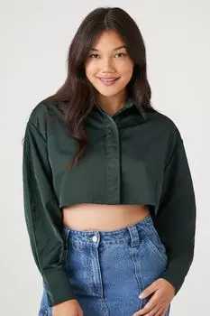 Укороченная рубашка с длинными рукавами Forever 21, зеленый