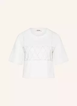 Укороченная рубашка с драгоценными камнями Sandro, белый