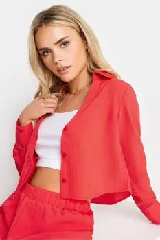 Укороченная рубашка с фактурой Pixiegirl Petite, красный