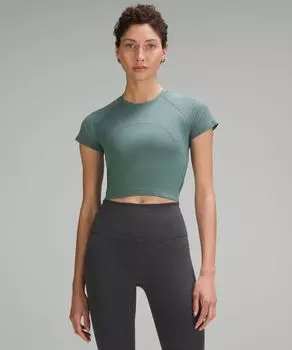 Укороченная рубашка с короткими рукавами Swiftly Tech 2.0 Lululemon, зеленый