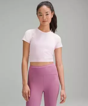 Укороченная рубашка с короткими рукавами Swiftly Tech 2.0 Lululemon, розовый