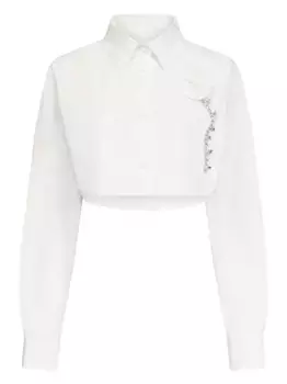 Укороченная рубашка с кристаллами AREA, белый