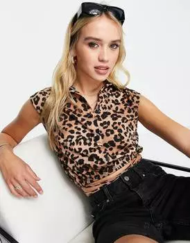 Укороченная рубашка с леопардовым принтом ASOS DESIGN