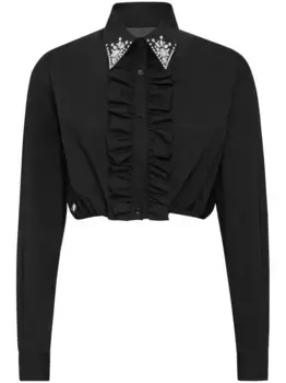 Укороченная рубашка с оборками Philipp Plein, черный