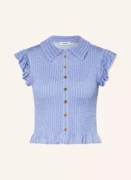 Укороченная рубашка с оборками Sandro, синий