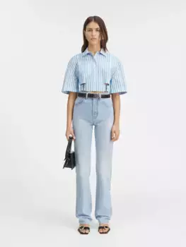 Укороченная рубашка с поясом La Bari Jacquemus, синяя полоска