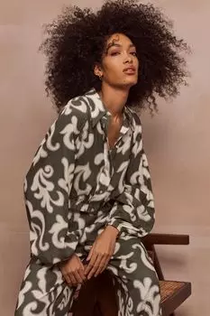 Укороченная рубашка с принтом Mint Velvet, зеленый