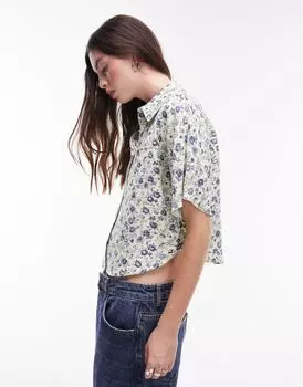 Укороченная рубашка с принтом Topshop