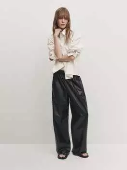 Укороченная рубашка с пуговицами Massimo Dutti, бежевый