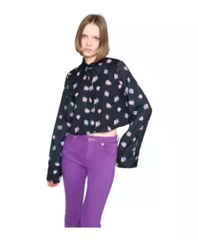 Укороченная рубашка с рисунком и длинными рукавами Silvian Heach, черный