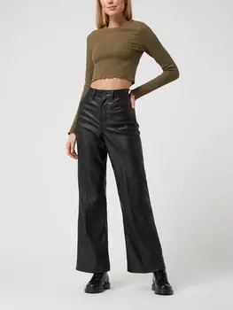 Укороченная рубашка с вафельной структурой модель "Жасмин" Noisy May, оливково-зеленый