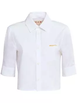 Укороченная рубашка с вышитым логотипом Marni, белый
