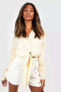 Укороченная рубашка с завязкой спереди Boohoo, серый