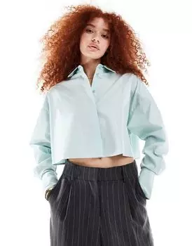 Укороченная рубашка синего цвета морской пены ASOS DESIGN