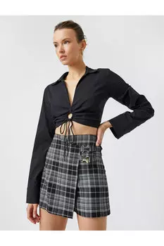 Укороченная рубашка со сборками и длинными рукавами Koton, черный