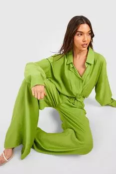 Укороченная рубашка спереди с узлом Boohoo, шартрез