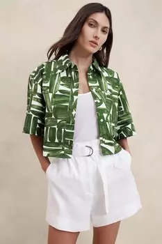 Укороченная рубашка свободного кроя с короткими рукавами Banana Republic, зеленый