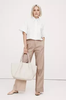 Укороченная рубашка свободного кроя с короткими рукавами Banana Republic, белый