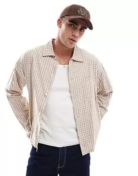 Укороченная рубашка свободного покроя в нейтральную клетку Jack & Jones