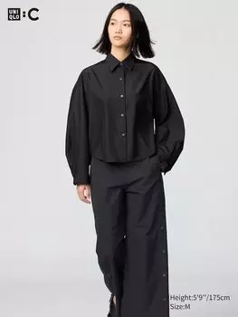 Укороченная рубашка Uniqlo, черный