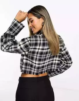 Укороченная рубашка в клетку ASOS с необработанным краем