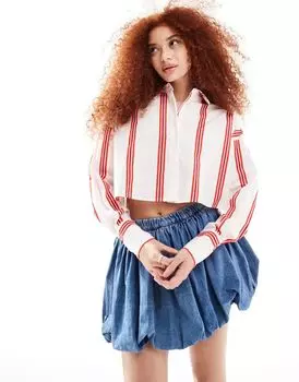 Укороченная рубашка в красную полоску ASOS DESIGN Ultimate