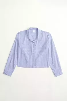 Укороченная рубашка в полоску Abercrombie & Fitch, синий