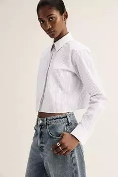 Укороченная рубашка в полоску Good American, синий