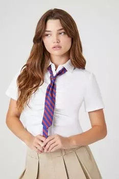 Укороченная рубашка в полоску с завязками Forever 21, белый