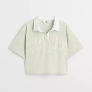 Укороченная рубашка в стиле регби H&M Colorado, светло-зеленый