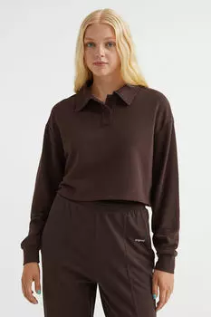 Укороченная рубашка в стиле регби H&M, коричневый