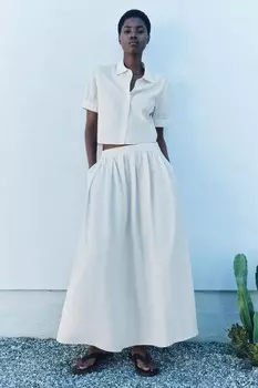 Укороченная рубашка ZARA, цвет ice
