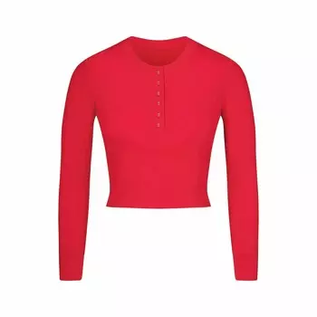 Укороченная рукава henley SKIMS, цвет cranberry