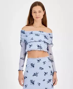 Укороченная сетка с открытыми плечами для юниоров и длинными рукавами Tinseltown, синий