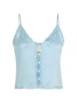 Укороченная шелковая майка Elise D E N, синий