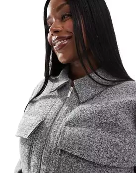 Укороченная шерстяная кофта серого цвета Yours