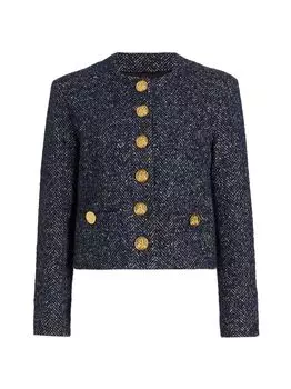Укороченная шерстяная куртка с узором "елочка" Libertine, синий