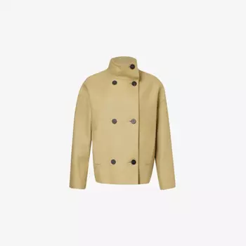 Укороченная шерстяная куртка свободного кроя с воротником-стойкой Harris Wharf London, зеленый