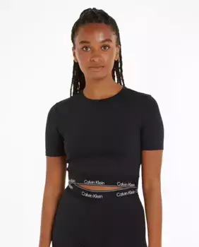 Укороченная спортивная футболка Calvin Klein, черный